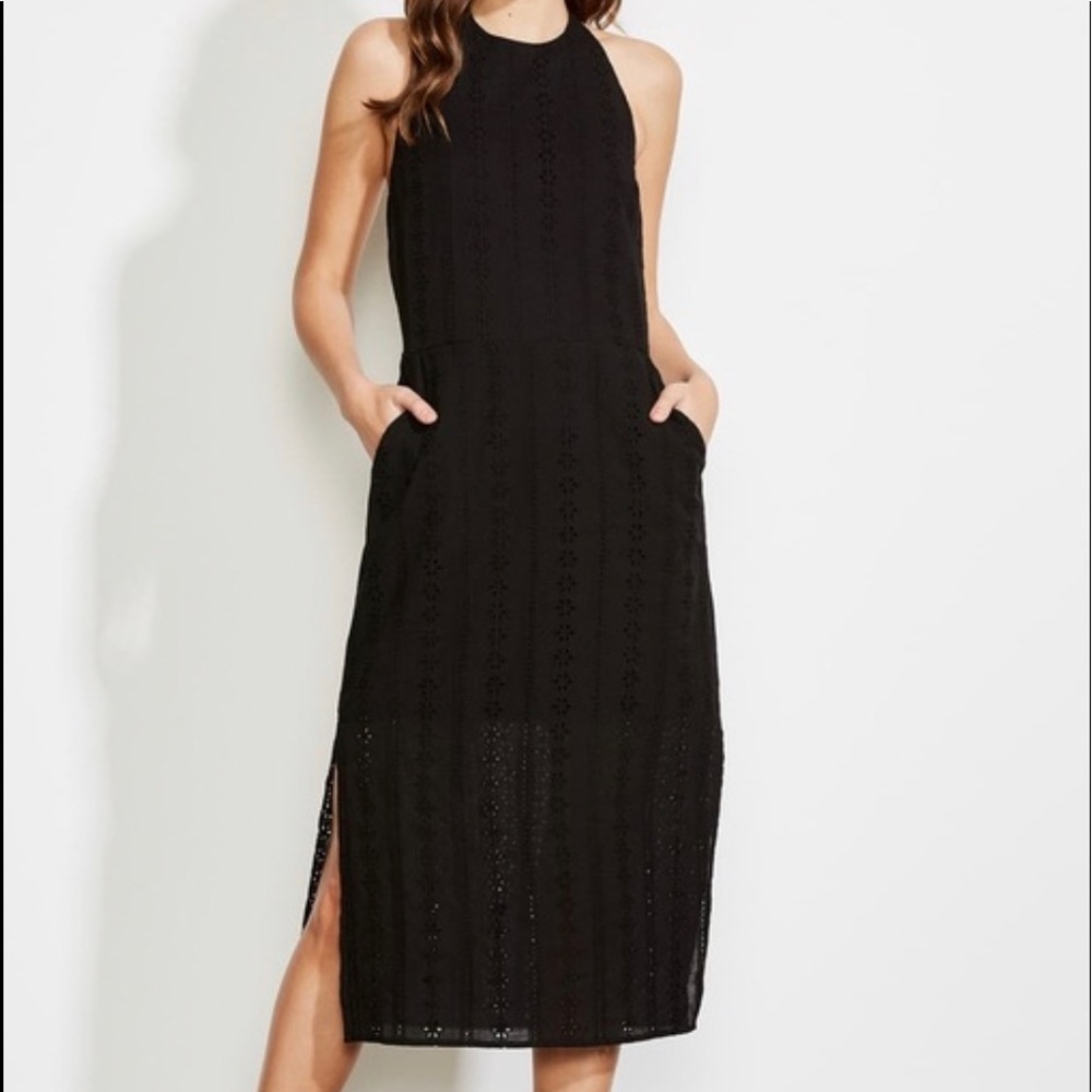 NWT Cotton eyelet midi halter dress